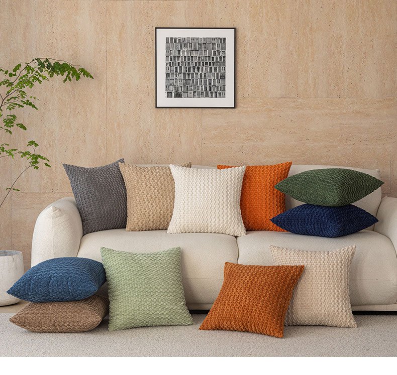 Luxury 3D Bubble Particle Solid Color Pillow Cover