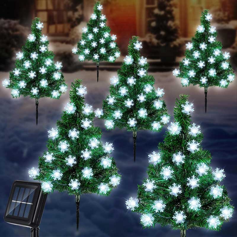 outdoor garden waterproof solar christmas tree pathway lights