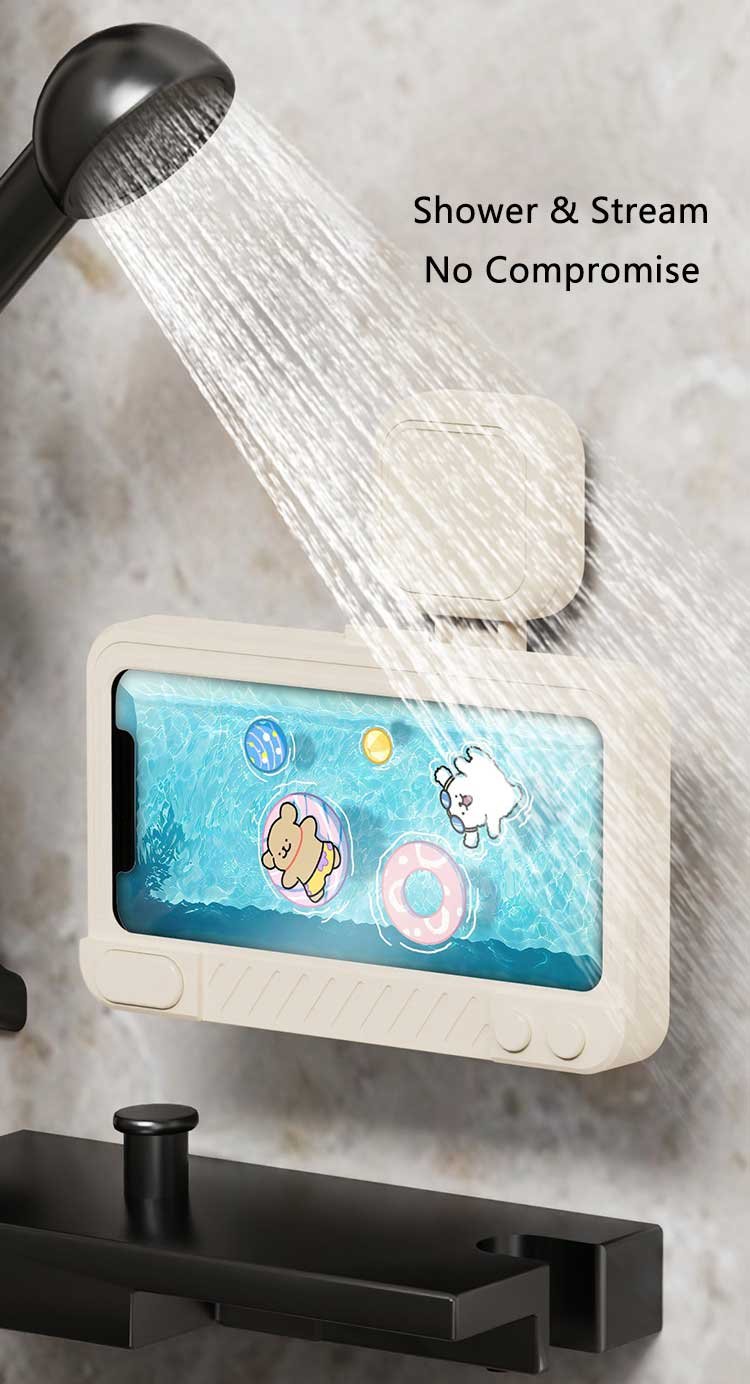 no drill bathroom waterproof phone holder