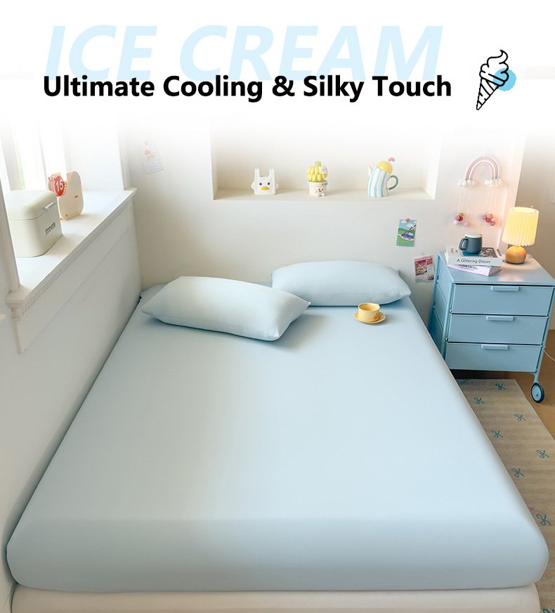Summer Cooling Fitted Sheet Set - Instant Chill, Skin-Friendly & Breathable summer cooling fitted sheet set instant chill, skin friendly & breathable