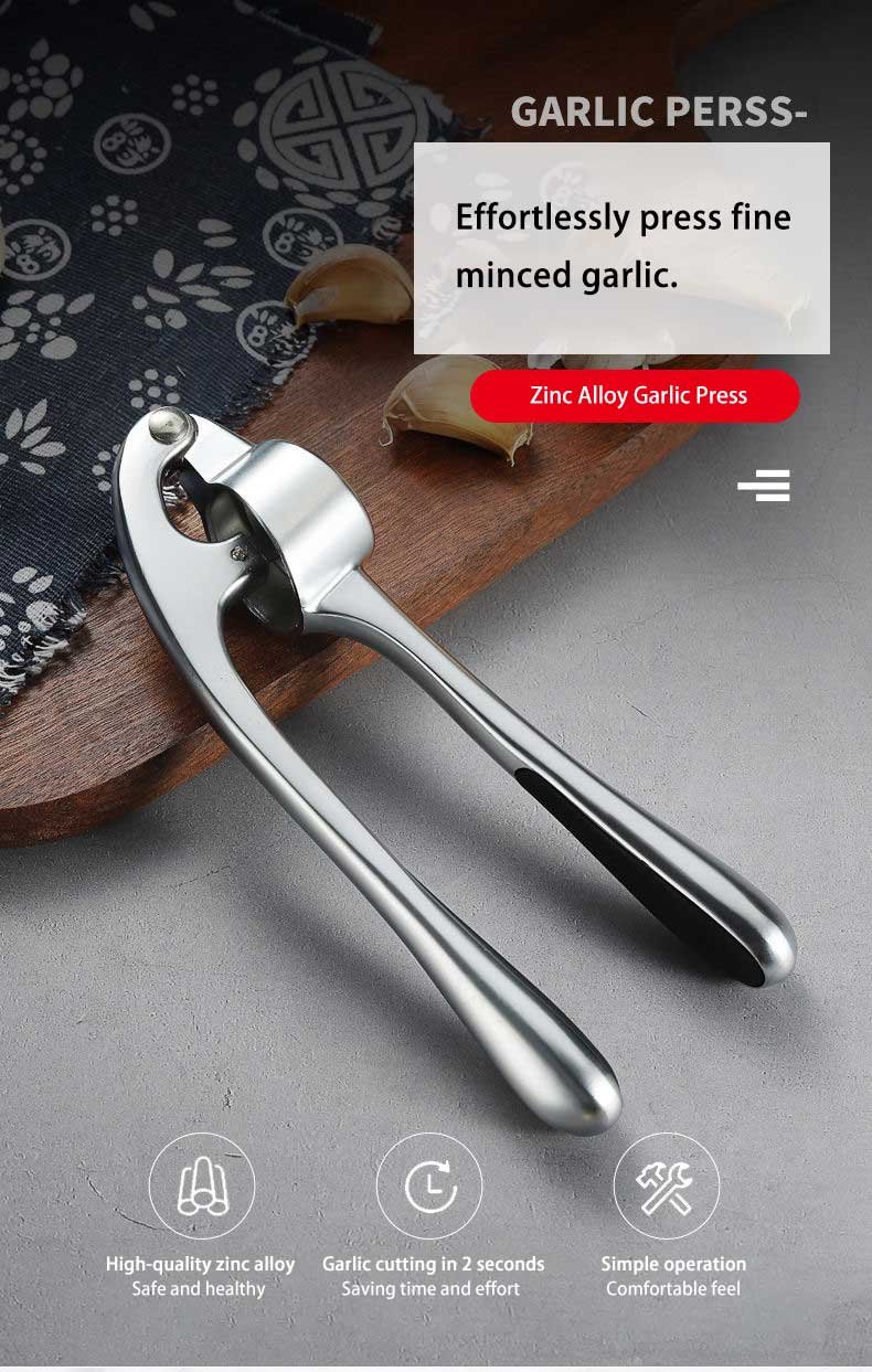 premium garlic press set easy to squeeze and clean, rust proof