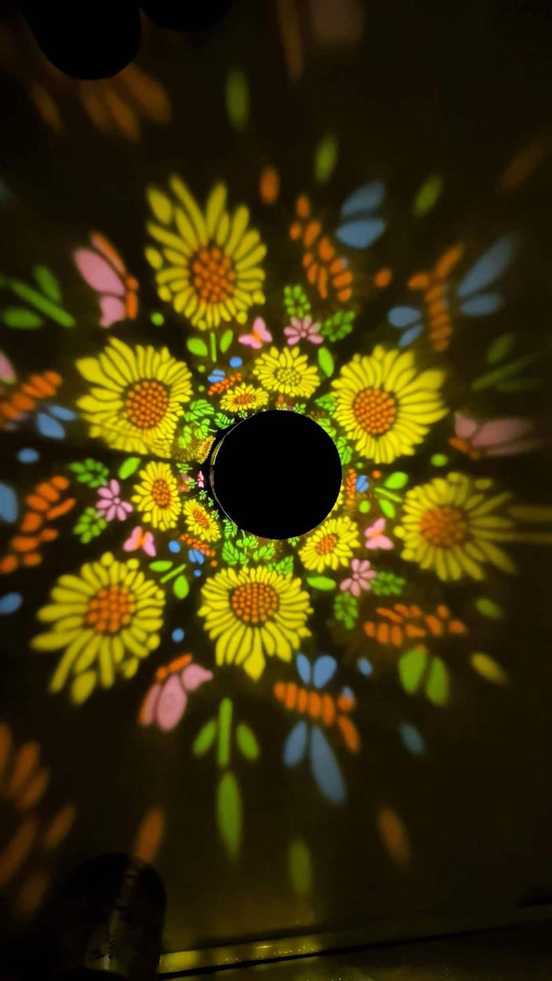 solar powered lantern sunflower hollowed out projector garden light