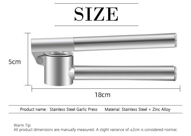 garlic press, stainless steel garlic mincer & crusher