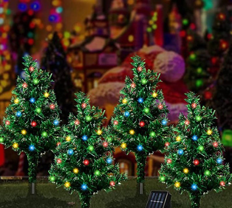 outdoor garden waterproof solar christmas tree pathway lights
