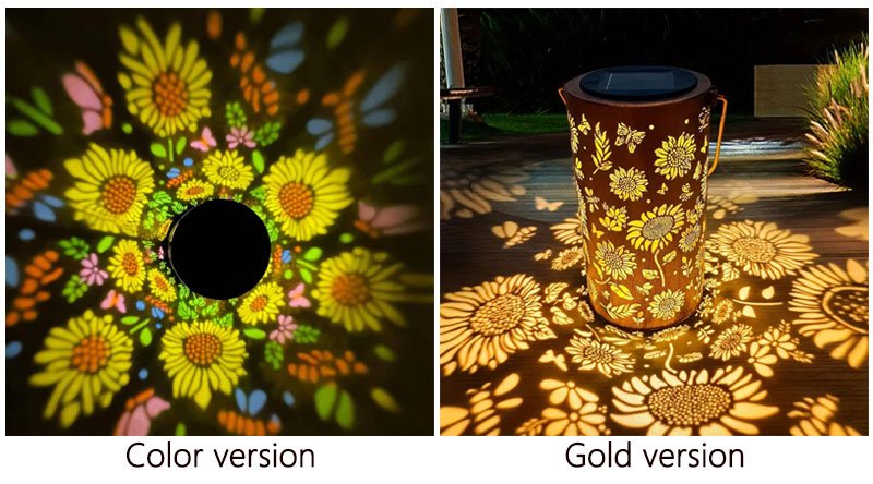 solar powered lantern sunflower hollowed out projector garden light