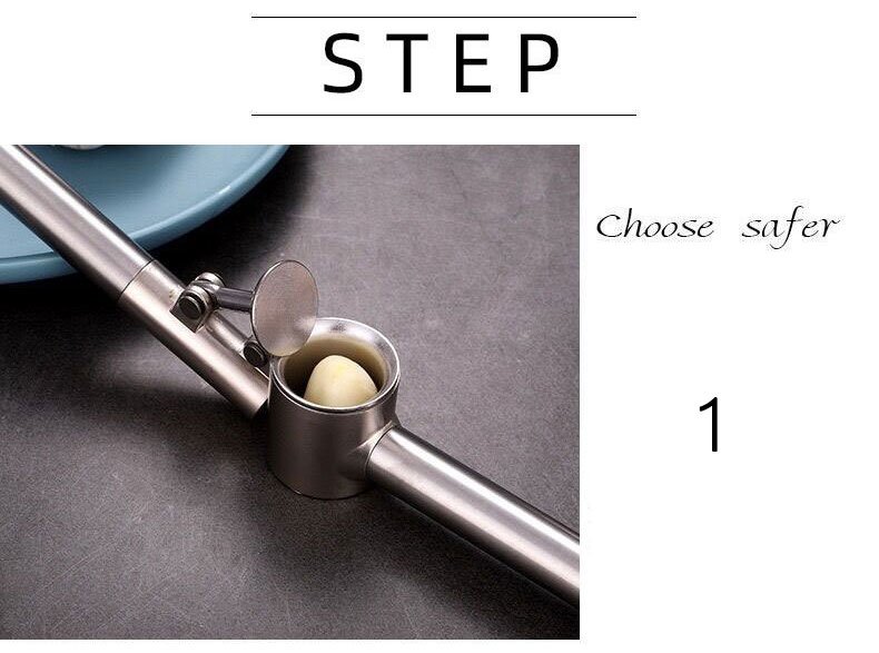 garlic press, stainless steel garlic mincer & crusher