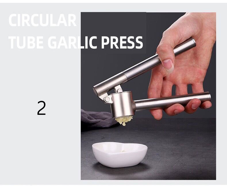 garlic press, stainless steel garlic mincer & crusher