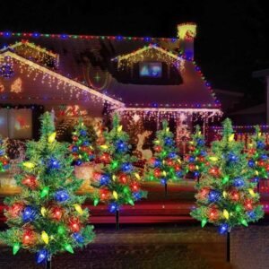 outdoor garden waterproof solar christmas tree pathway lights