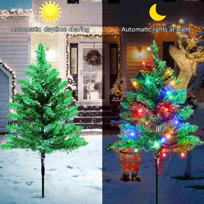 outdoor garden waterproof solar christmas tree pathway lights