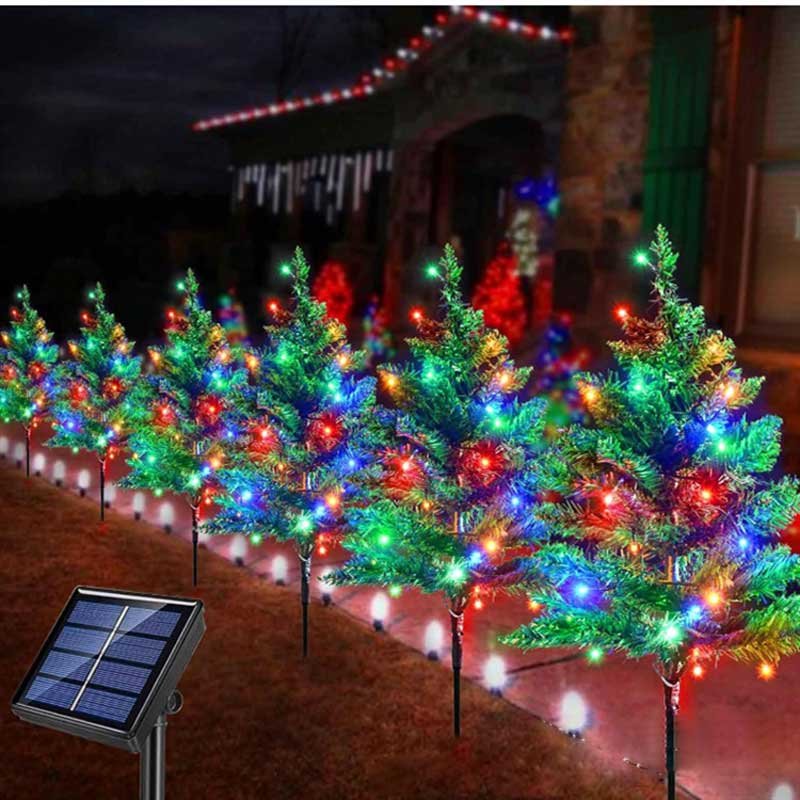 outdoor garden waterproof solar christmas tree pathway lights