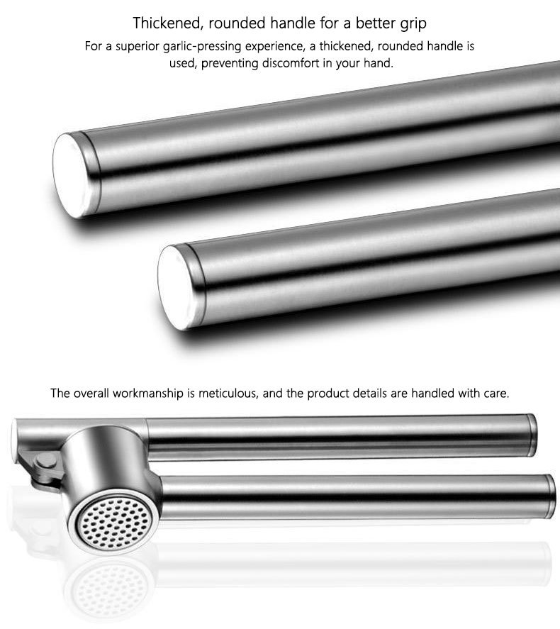 garlic press, stainless steel garlic mincer & crusher
