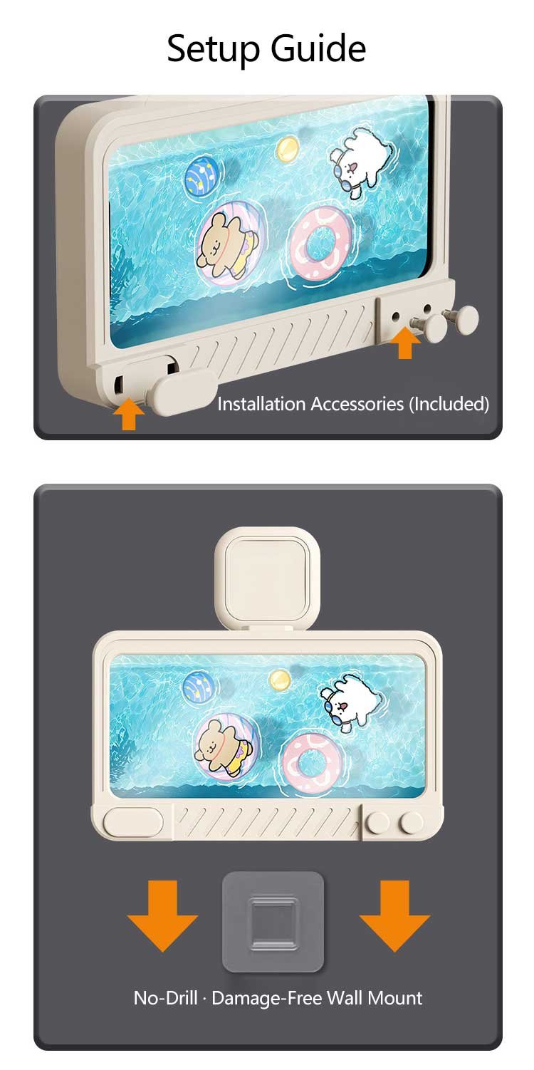 no drill bathroom waterproof phone holder