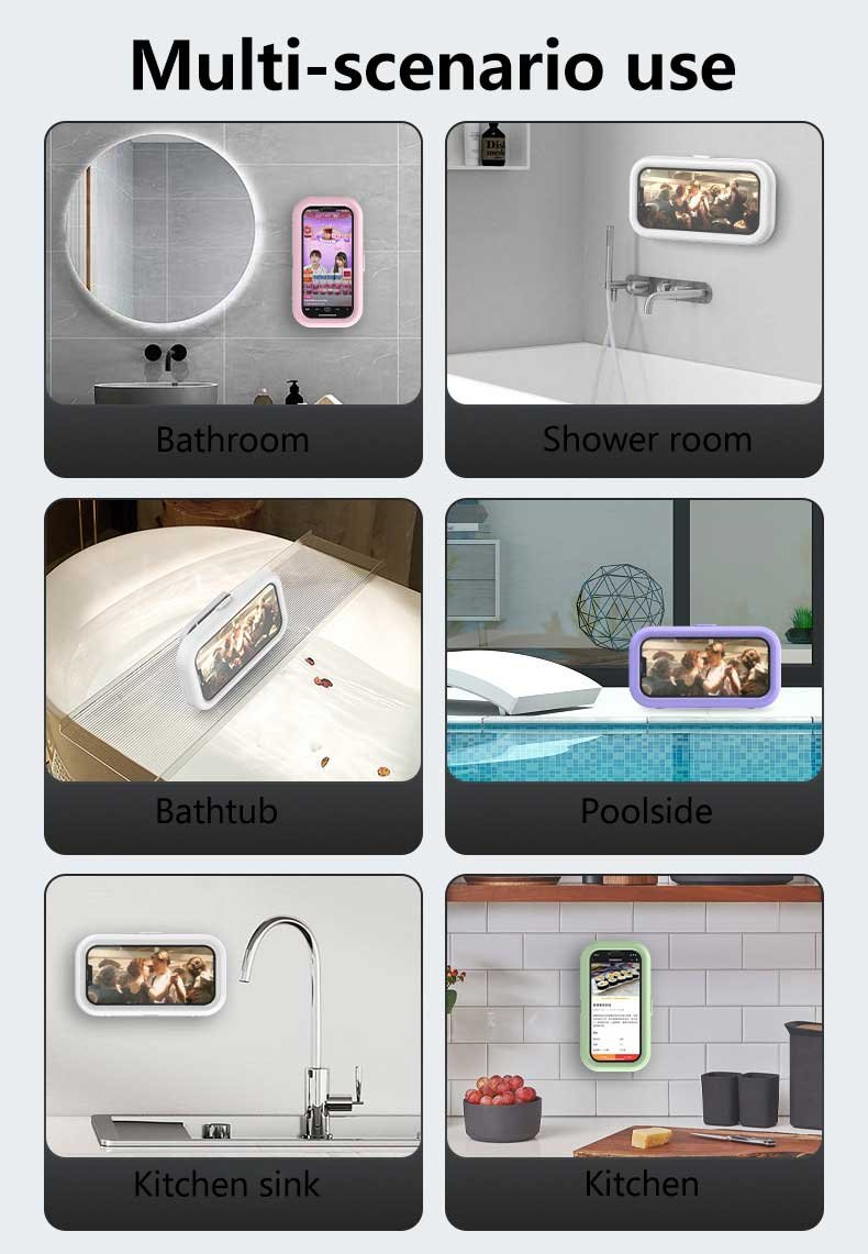 shower phone holder waterproof 360° rotatable retractable adjustable