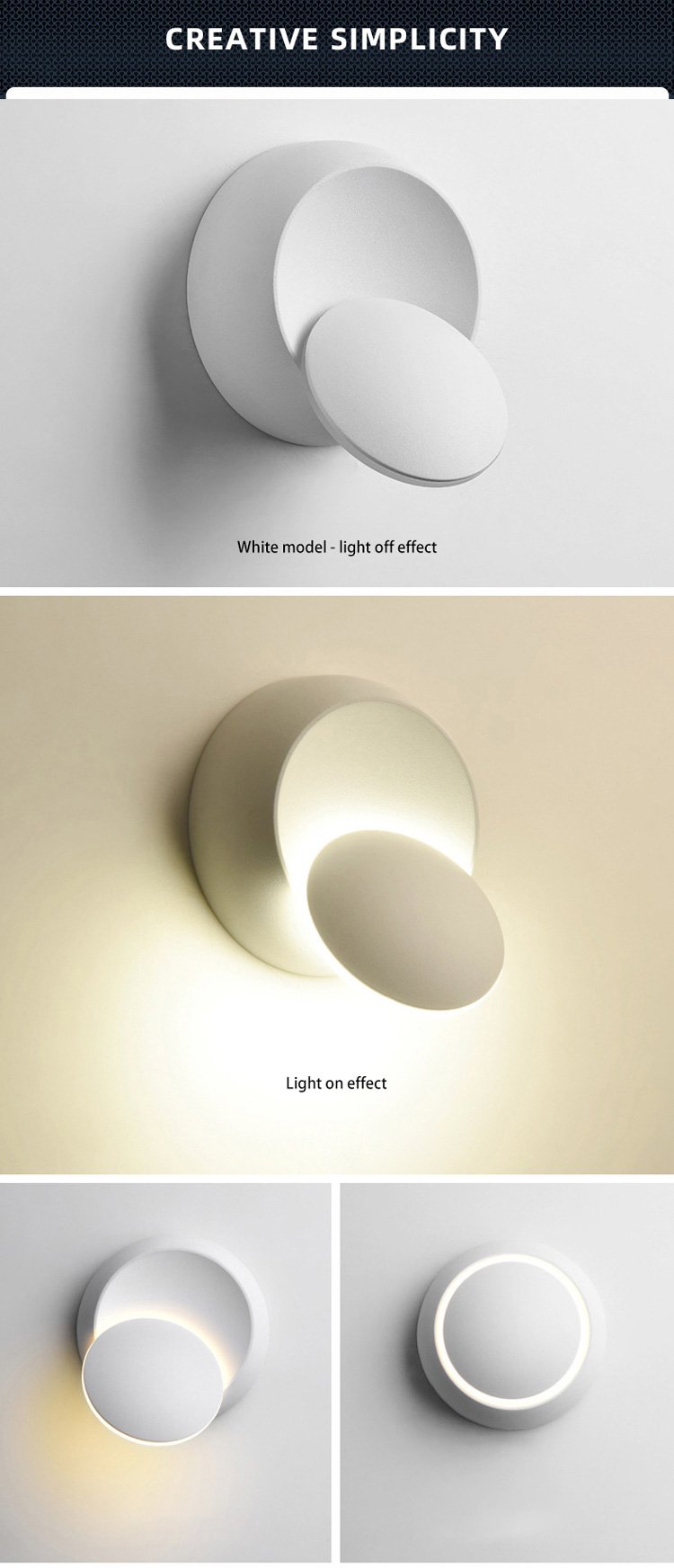 360° rotatable modern led wall lamp